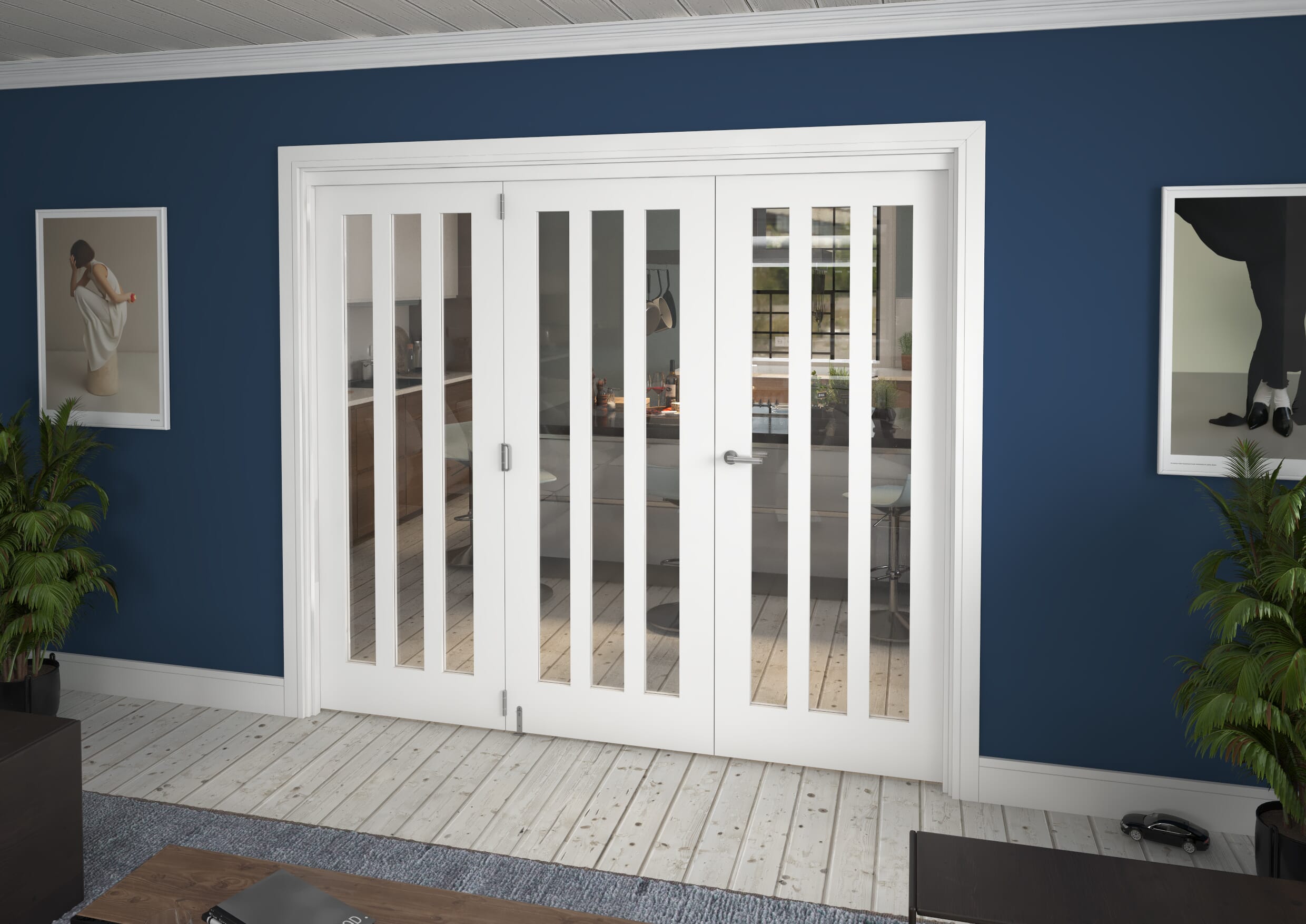 2371x2060x133mm Aston Clear Glazed White Roomfold Grande (2+1) Image