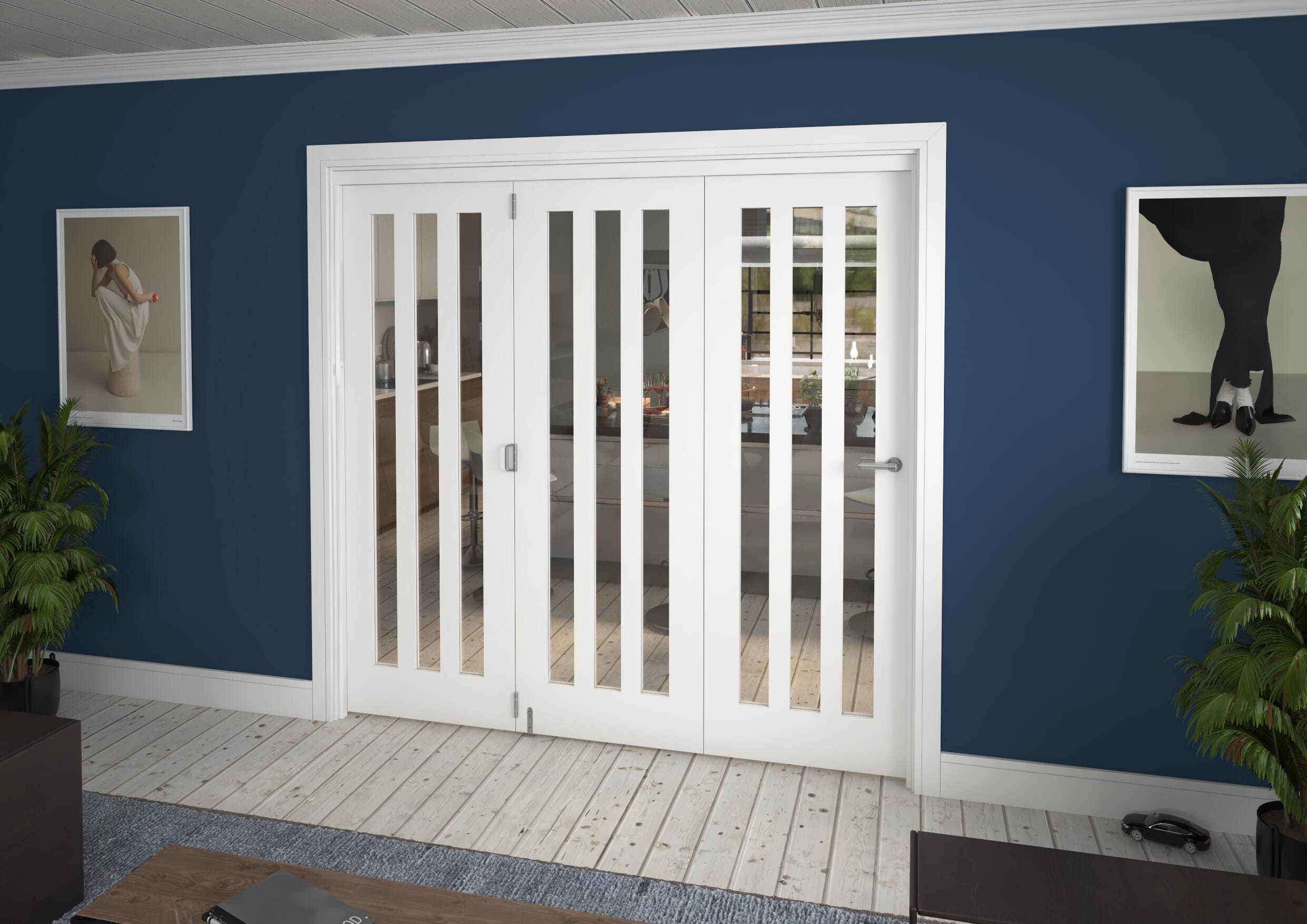 2133x2060x133mm Aston Clear Glazed White Roomfold Grande (3+0) Image