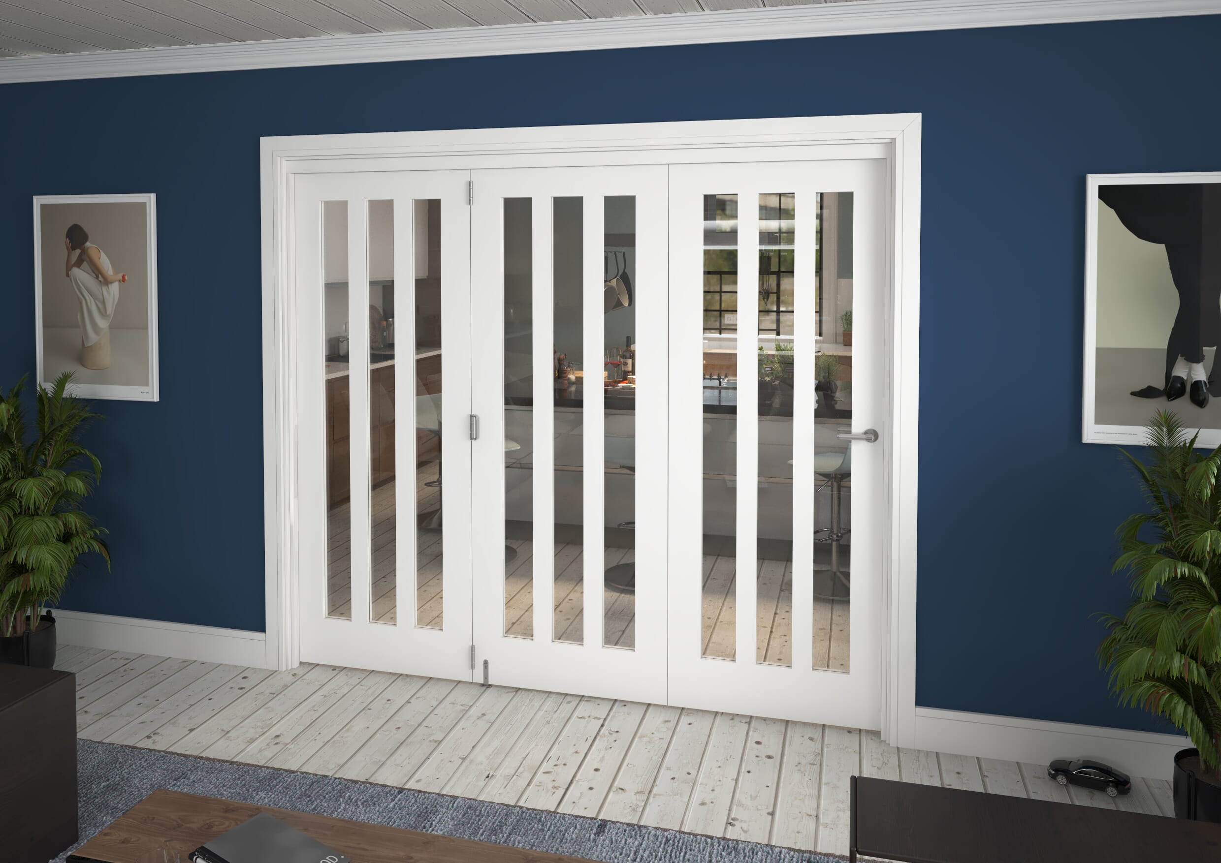 2361x2060x133mm Aston Clear Glazed White Roomfold Grande (3+0) Image