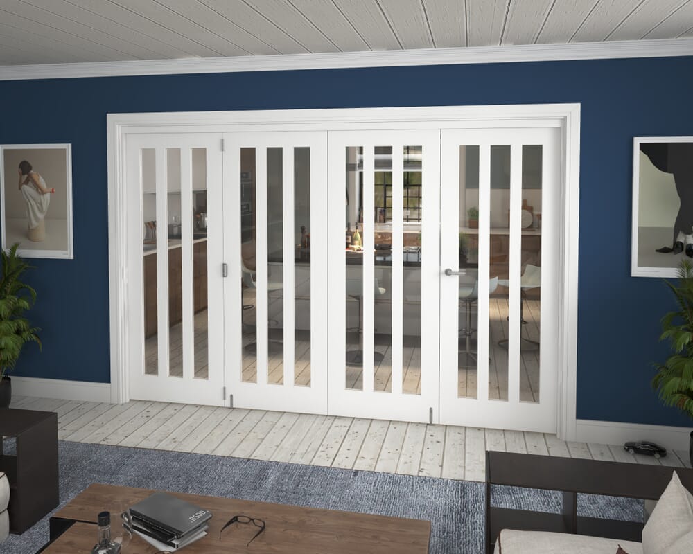 3136x2060x133mm Aston Clear Glazed White Roomfold Grande (3+1)