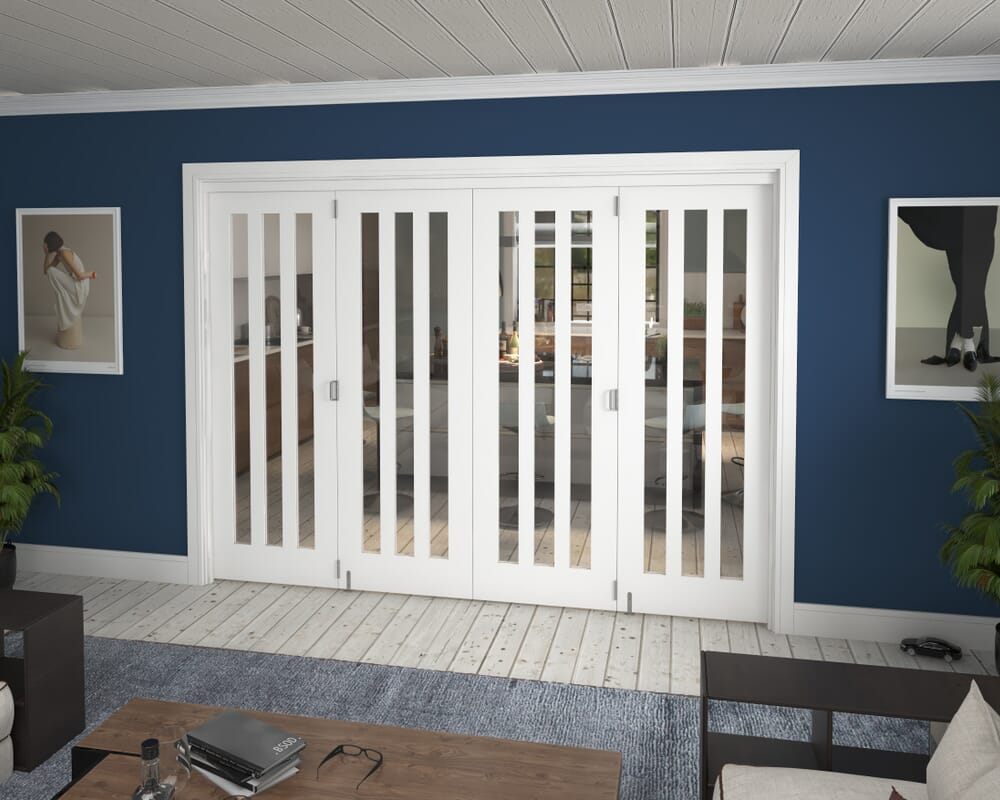 2825x2060x133mm Aston Clear Glazed White Roomfold Grande (4+0)