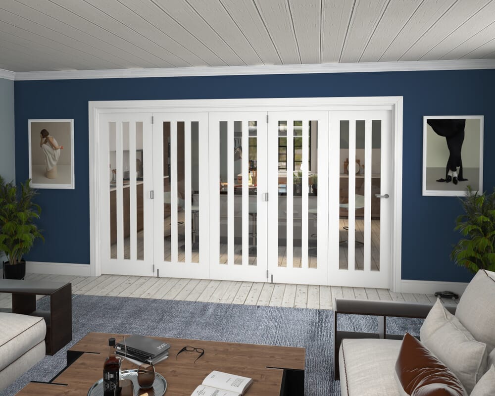 3511x2060x133mm Aston Clear Glazed White Roomfold Grande (5+0)