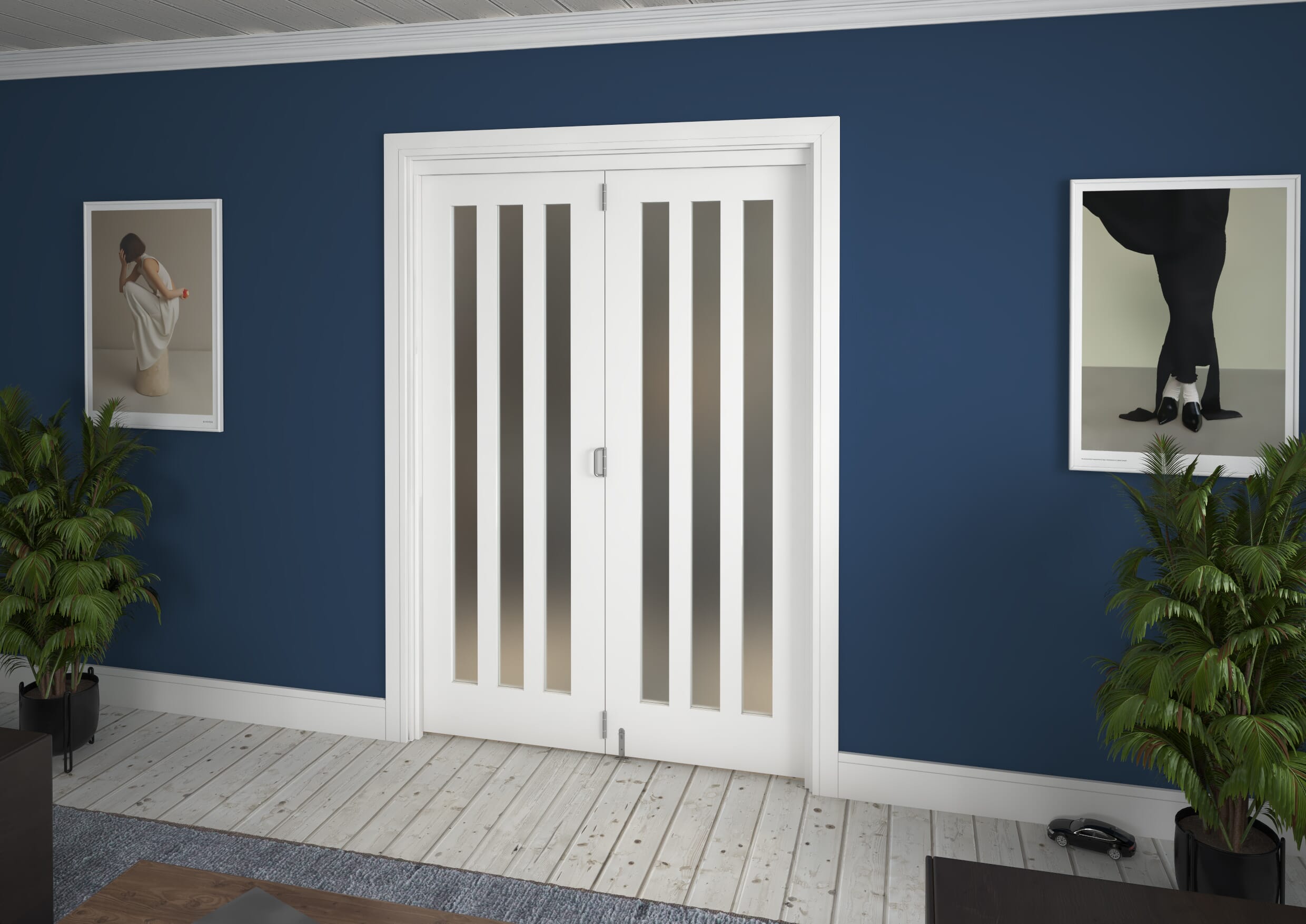 1447x2060x133mm Aston Frosted Glazed White Roomfold Grande (2+0) Image