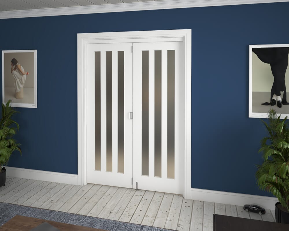 1447x2060x133mm Aston Frosted Glazed White Roomfold Grande (2+0)
