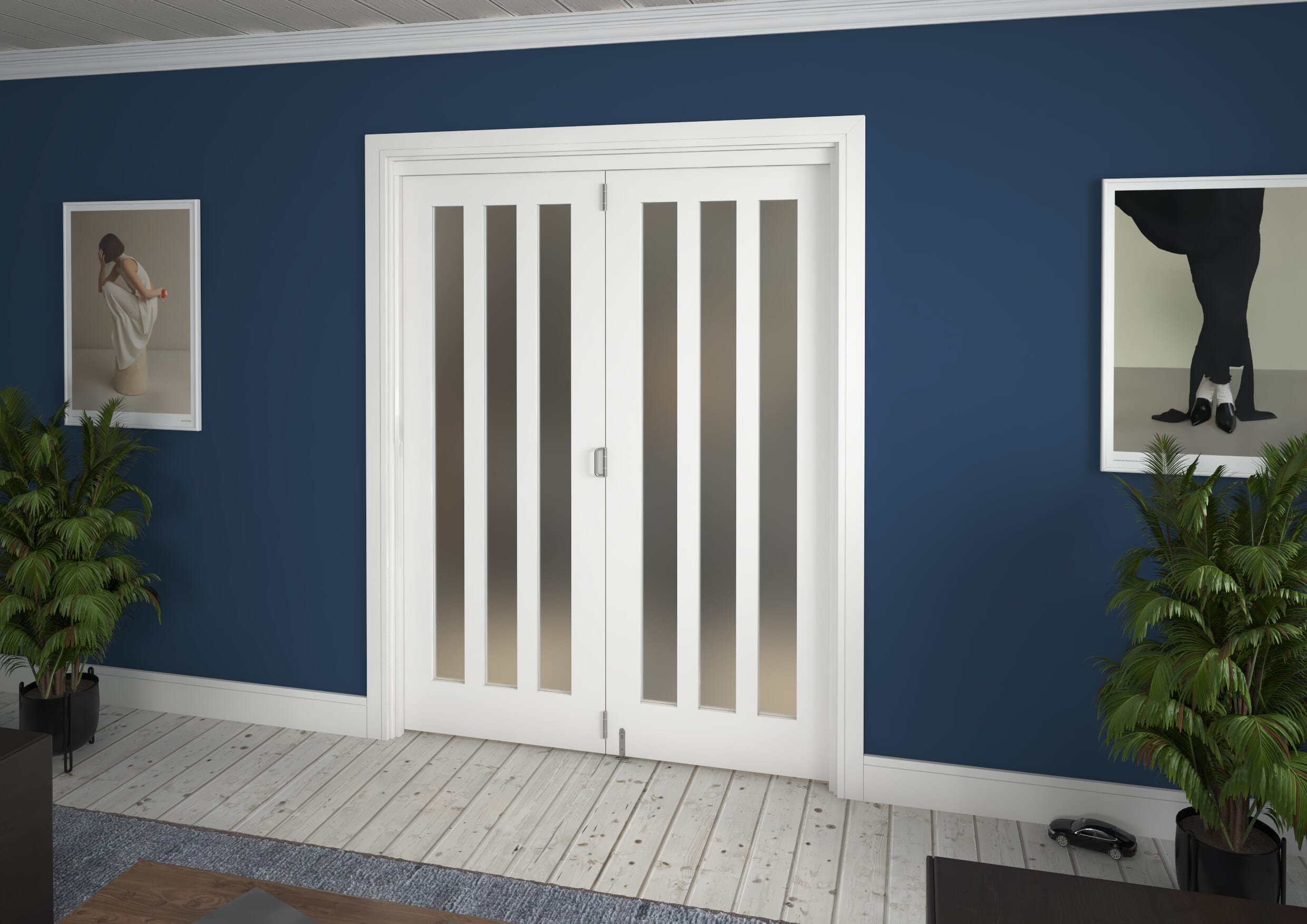 1599x2060x133mm Aston Frosted Glazed White Roomfold Grande (2+0) Image