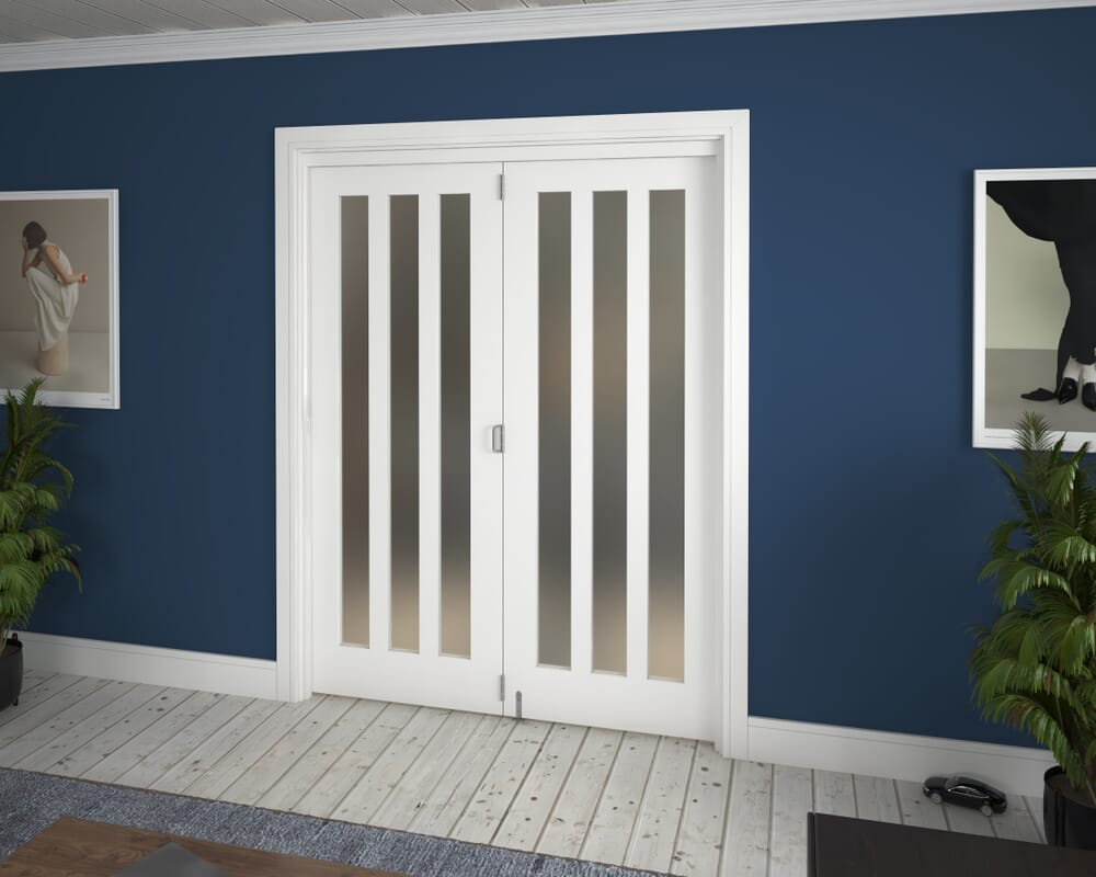 1599x2060x133mm Aston Frosted Glazed White Roomfold Grande (2+0)