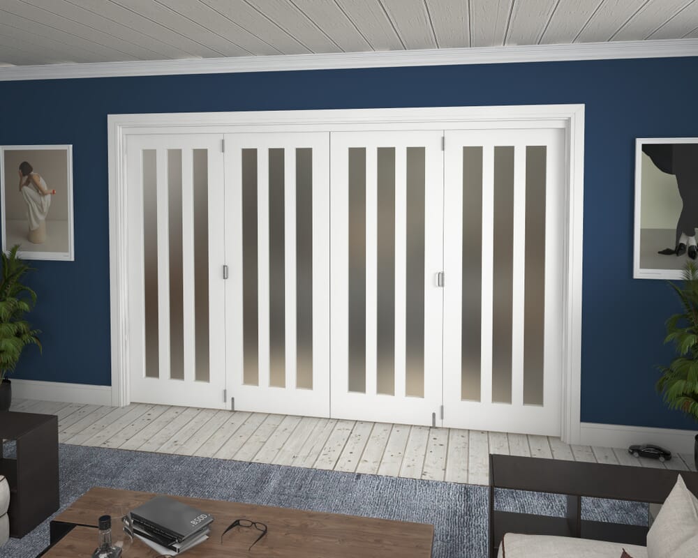 3136x2060x133mm Aston Frosted Glazed White Roomfold Grande (2+2)