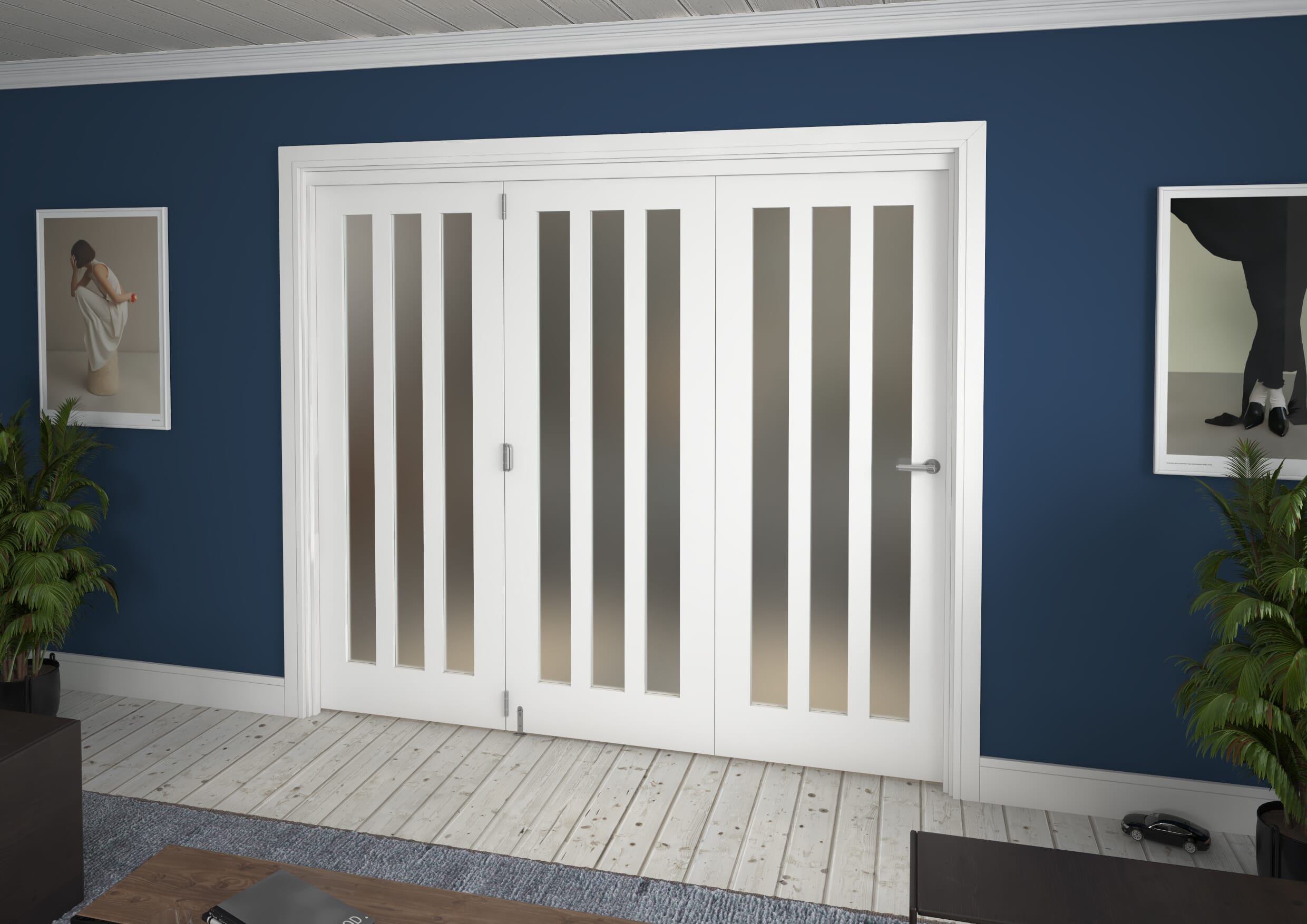 2361x2060x133mm Aston Frosted Glazed White Roomfold Grande (3+0) Image