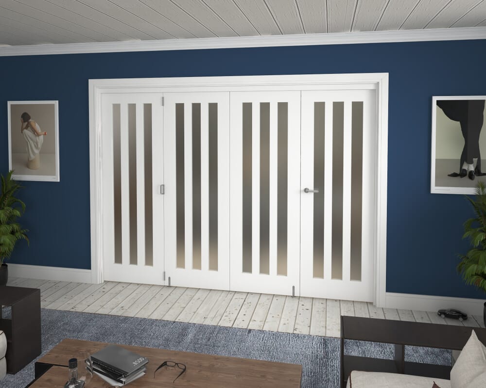 2832x2060x133mm Aston Frosted Glazed White Roomfold Grande (3+1)