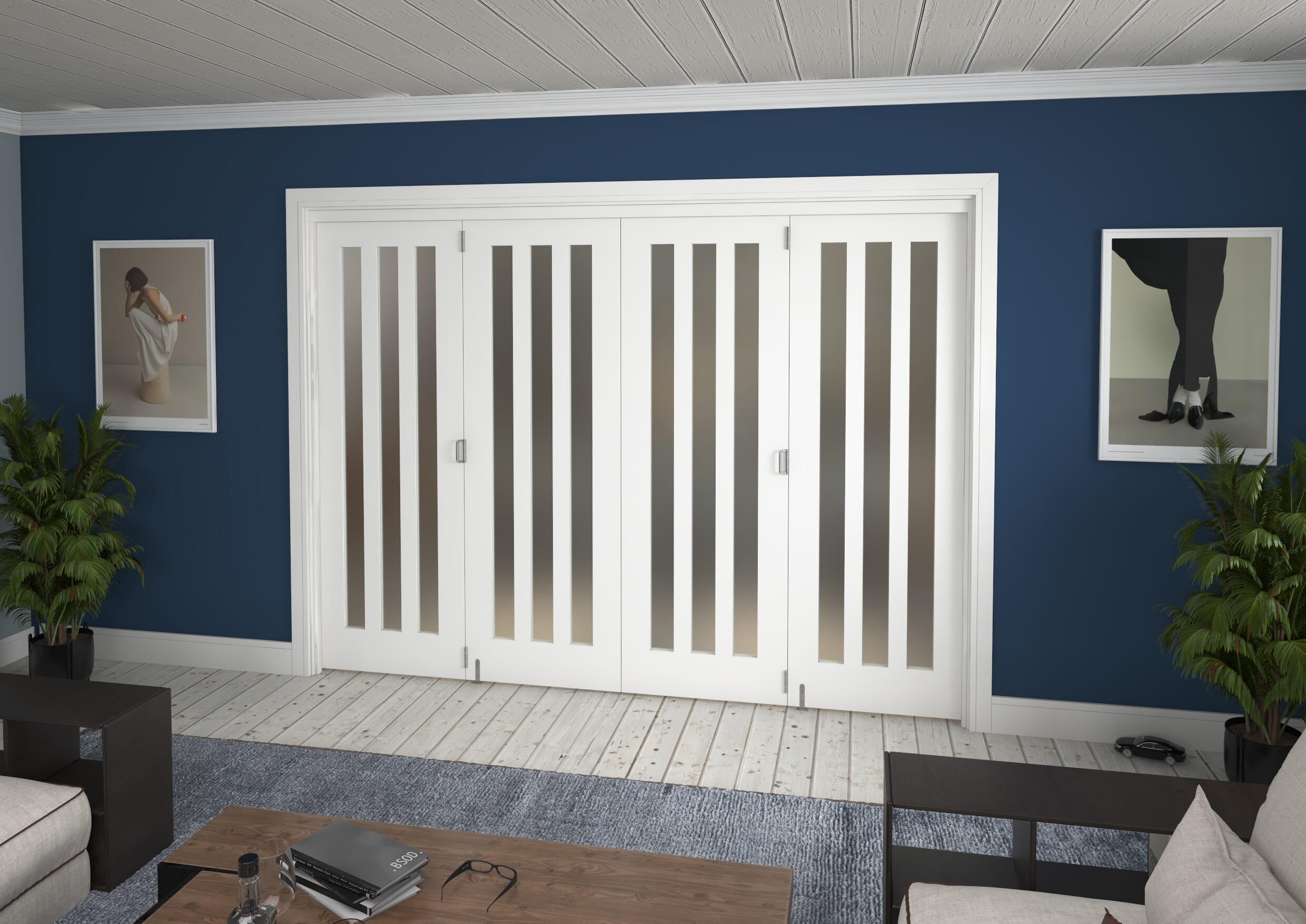 2825x2060x133mm Aston Frosted Glazed White Roomfold Grande (4+0) Image