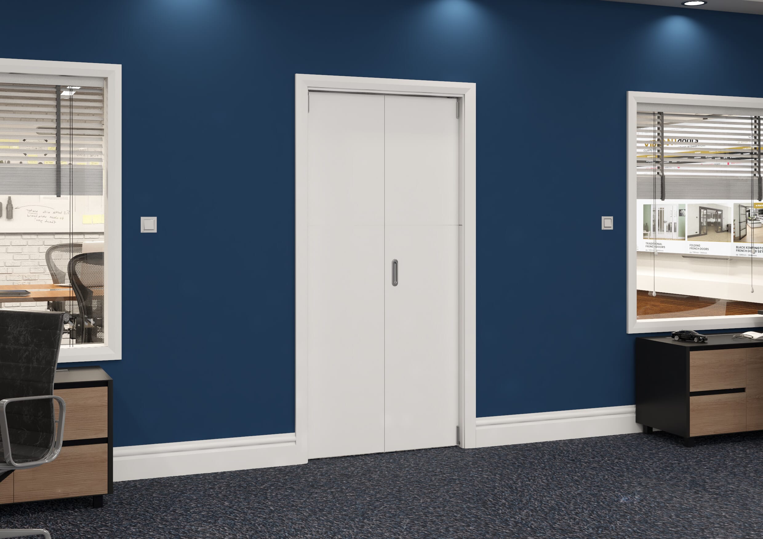 989x2060x133mm White Flush Prefinished Roomfold Grande (2+0) Image