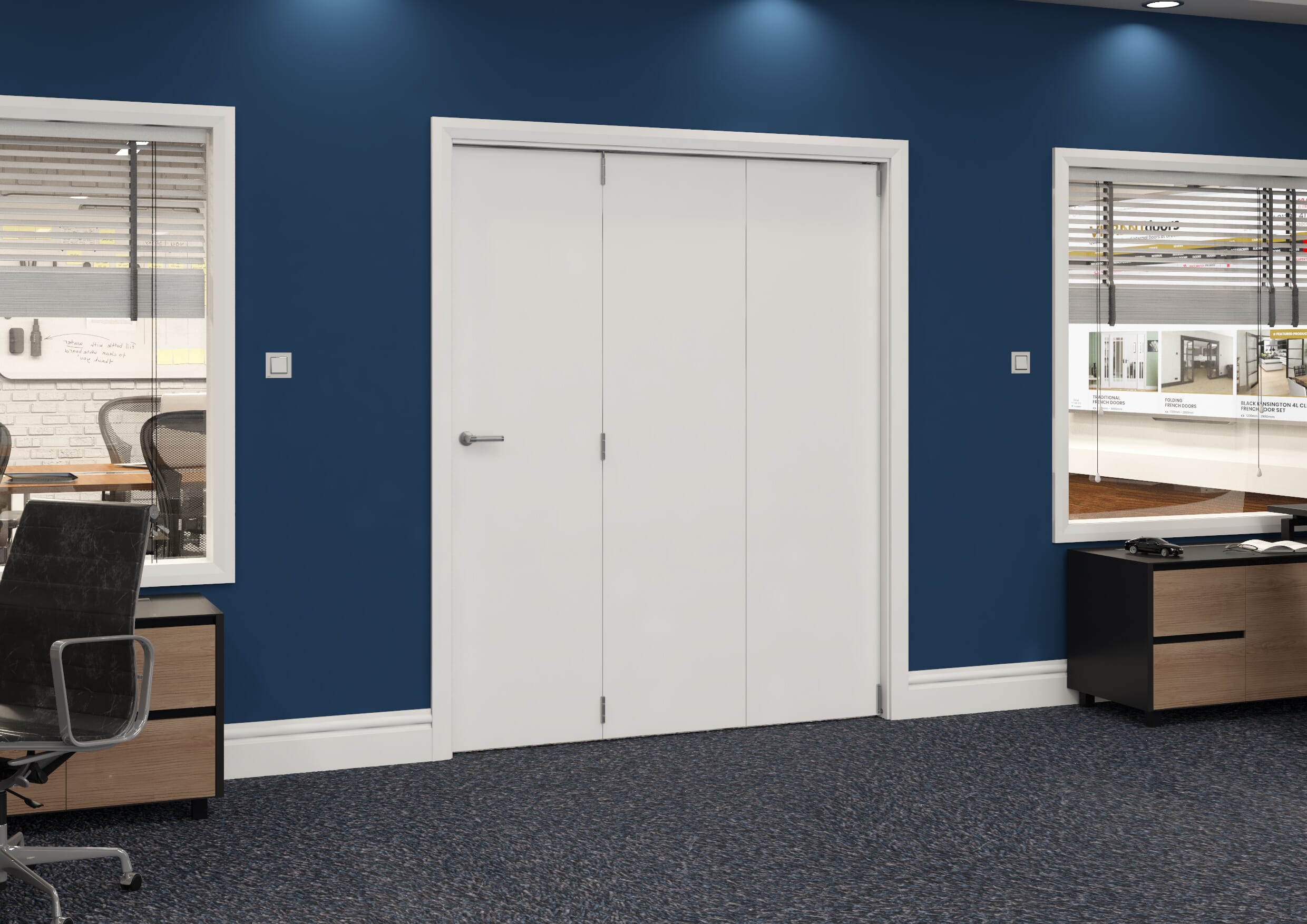 1674x2060x133mm White Flush Prefinished Roomfold Grande (3+0) Image