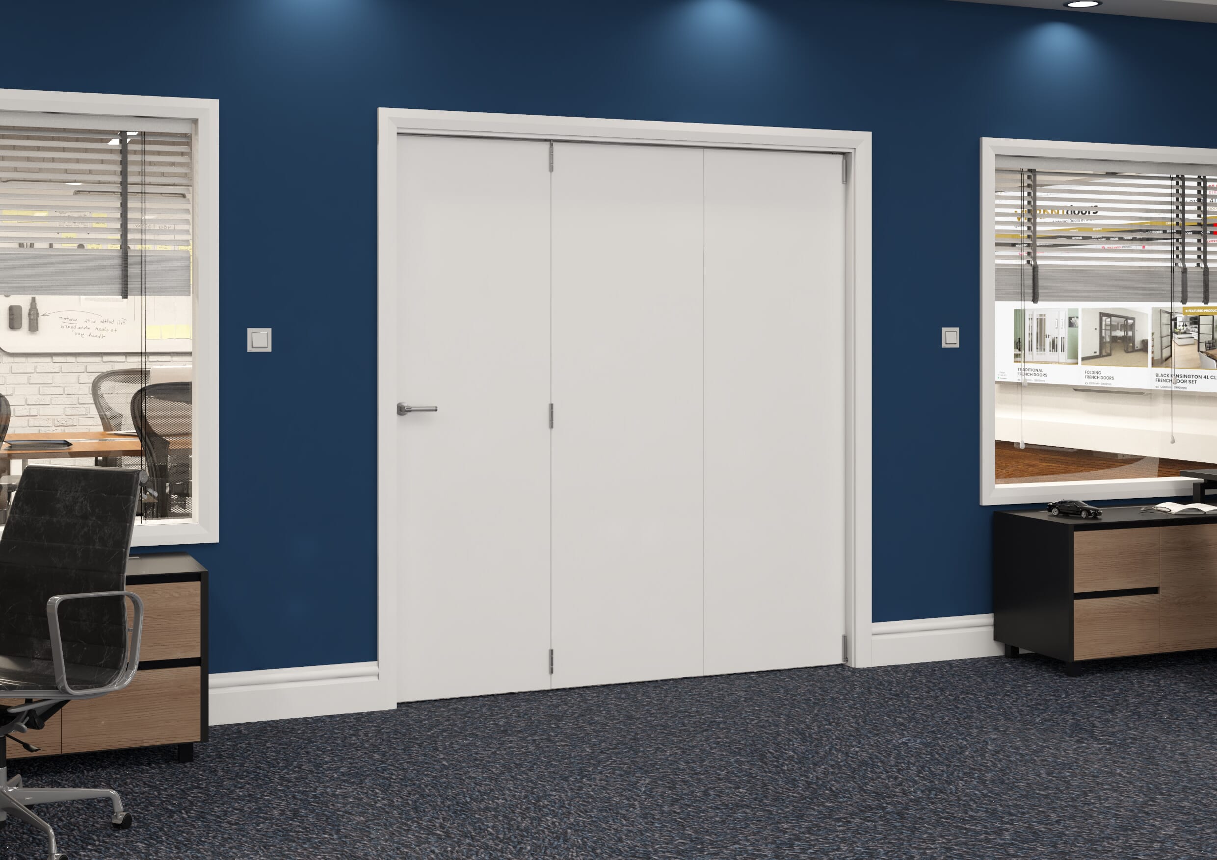 1905x2060x133mm White Flush Prefinished Roomfold Grande (3+0) Image