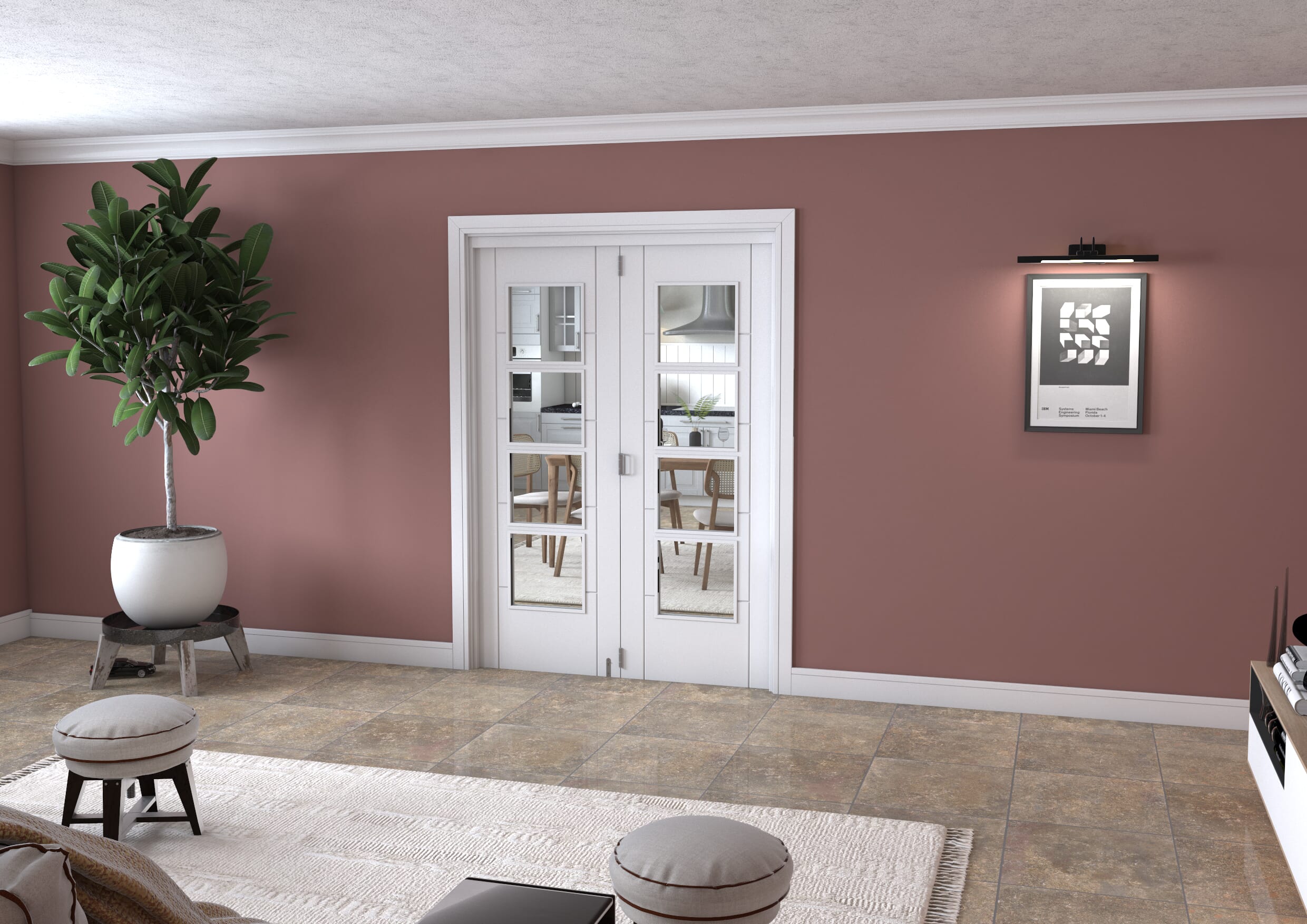 Iseo White 4 Light Clear 2 Door Roomfold Grande (2 + 0 x 711mm Doors)