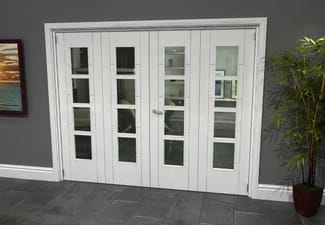 Iseo White 4 Light Clear 4 Door Roomfold Grande (2 + 2 x 610mm Doors)