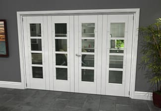 Iseo White 4 Light Clear 4 Door Roomfold Grande (2 + 2 x 686mm Doors)
