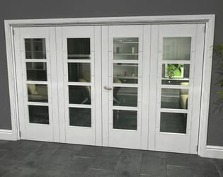 Iseo White 4 Light Clear 4 Door Roomfold Grande (2 + 2 x 762mm Doors)