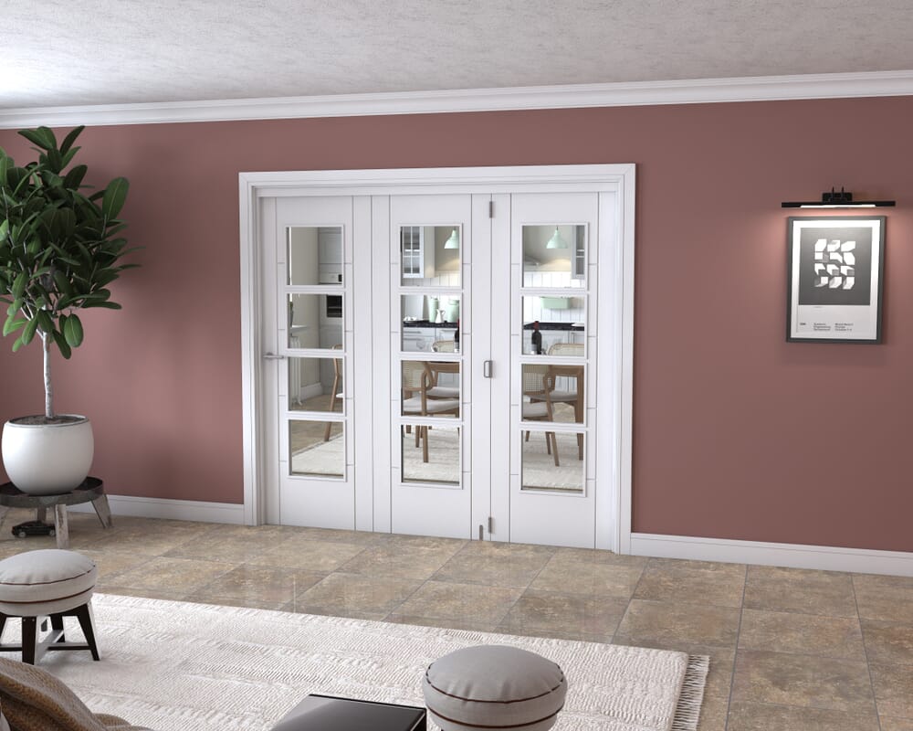 2208x2060x133mm Iseo White 4L Clear Roomfold Grande (3+0)