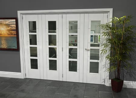 Iseo White 4 Light Clear 4 Door Roomfold Grande (3 + 1 x 610mm Doors)