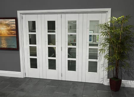 Iseo White 4 Light Clear 4 Door Roomfold Grande (4 + 0 x 610mm Doors)