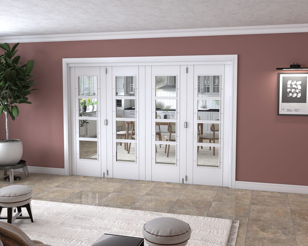 Iseo White 4 Light Clear 4 Door Roomfold Grande (4 + 0 x 711mm Doors)