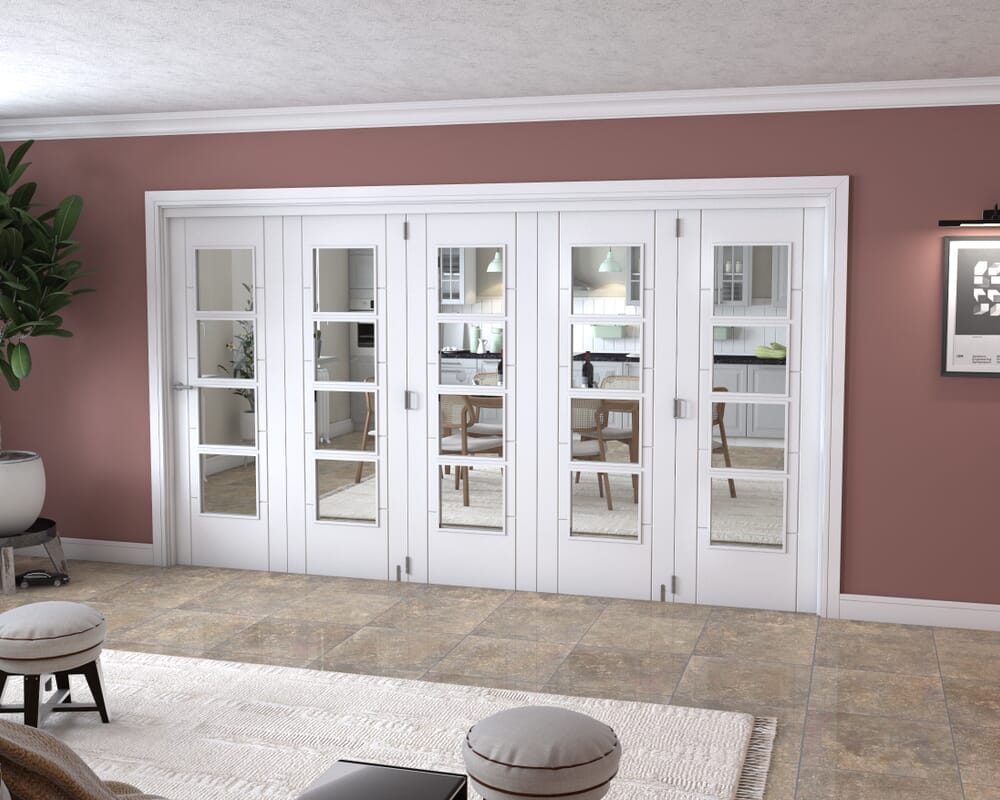 Iseo White 4 Light Clear 5 Door Roomfold Grande (5 + 0 x 711mm Doors)