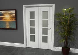 Iseo White 4 Light Frosted 2 Door Roomfold Grande (2 + 0 X 610mm Doors) Image