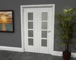 Iseo White 4 Light Frosted 2 Door Roomfold Grande (2 + 0 x 610mm Doors)