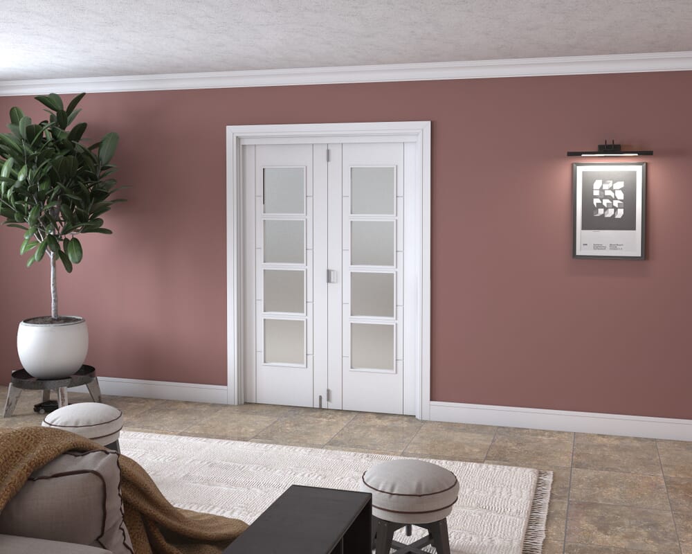 Iseo White 4 Light Frosted 2 Door Roomfold Grande (2 + 0 x 686mm Doors)