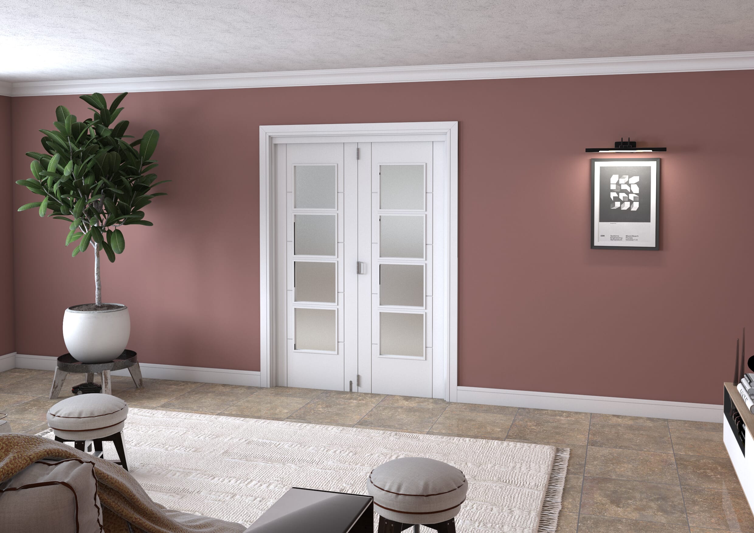 Iseo White 4 Light Frosted 2 Door Roomfold Grande (2 + 0 X 711mm Doors) Image
