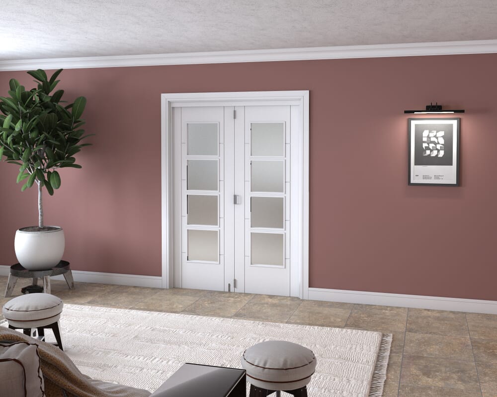 Iseo White 4 Light Frosted 2 Door Roomfold Grande (2 + 0 x 711mm Doors)