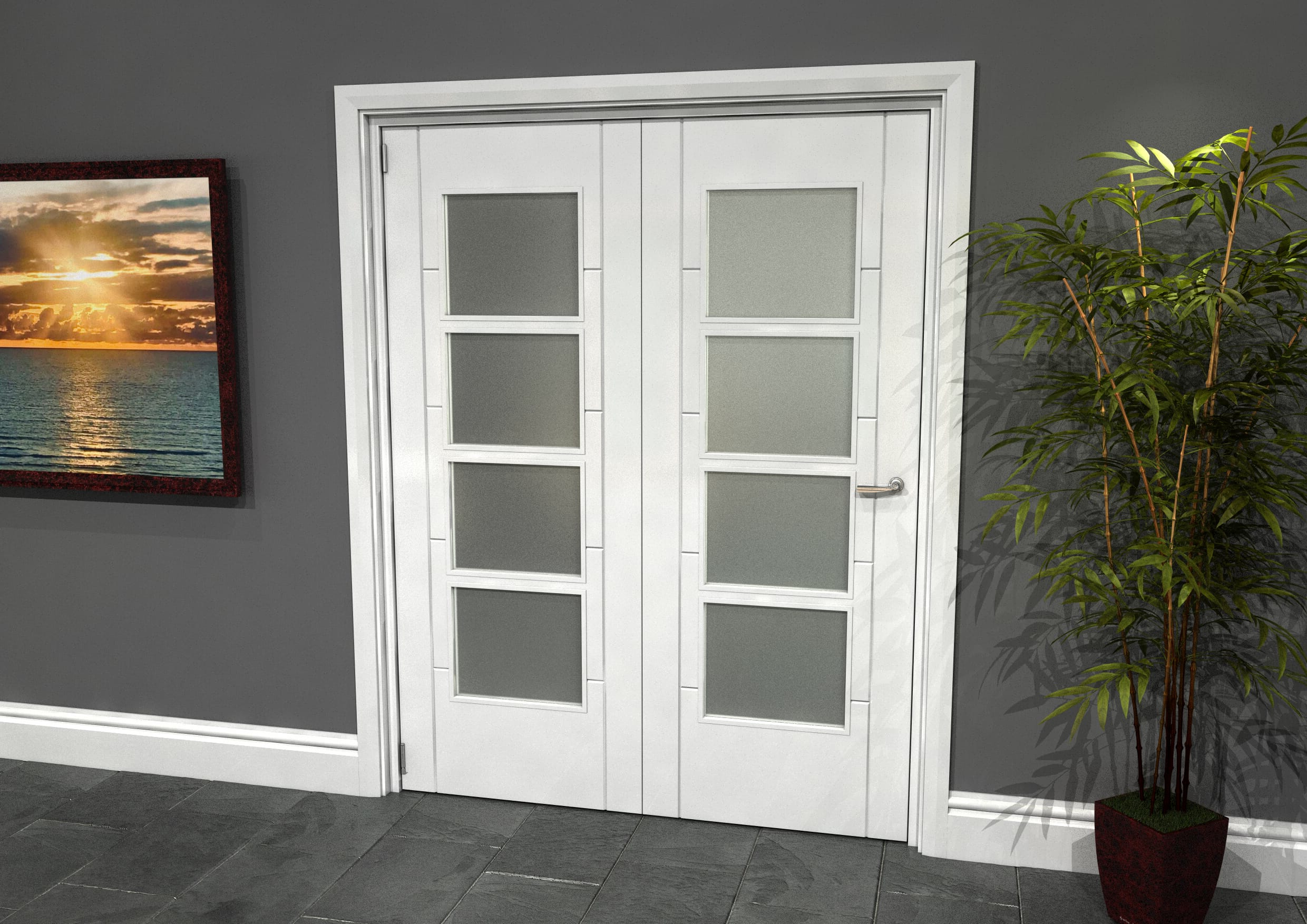 Iseo White 4 Light Frosted 2 Door Roomfold Grande (2 + 0 X 762mm Doors ...