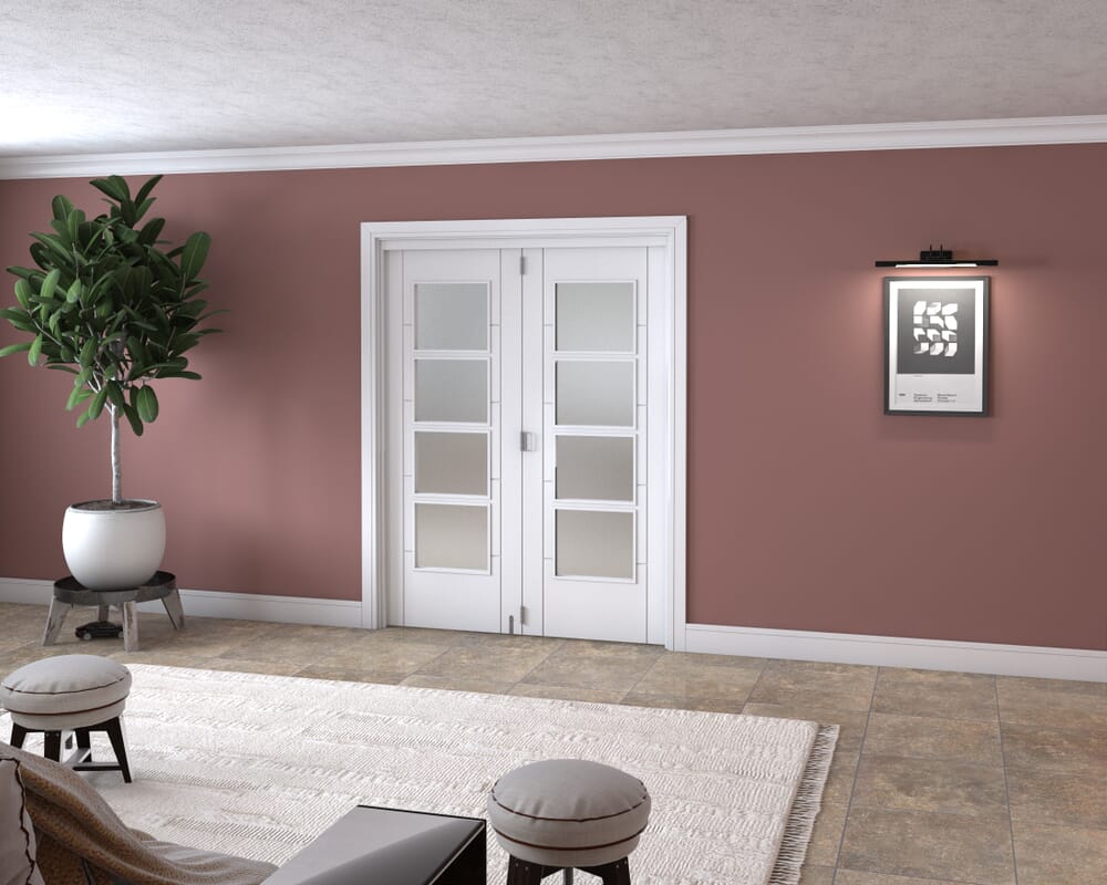 Iseo White 4 Light Frosted 2 Door Roomfold Grande (2 + 0 x 762mm Doors)