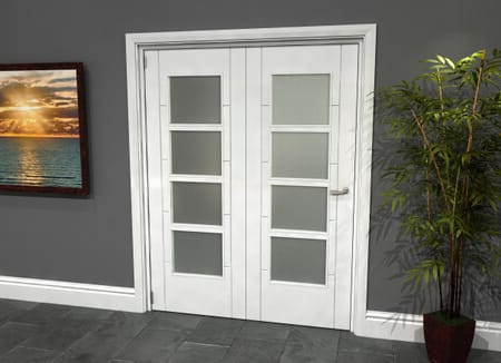 Iseo White 4 Light Frosted 2 Door Roomfold Grande (2 + 0 x 762mm Doors)