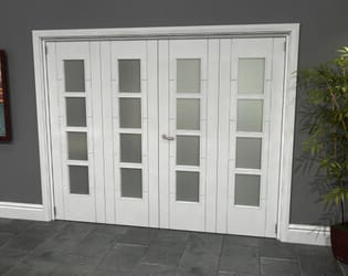 Iseo White 4 Light Frosted 4 Door Roomfold Grande (2 + 2 x 610mm Doors)
