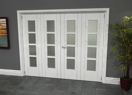 Iseo White 4 Light Frosted 4 Door Roomfold Grande (2 + 2 x 610mm Doors)