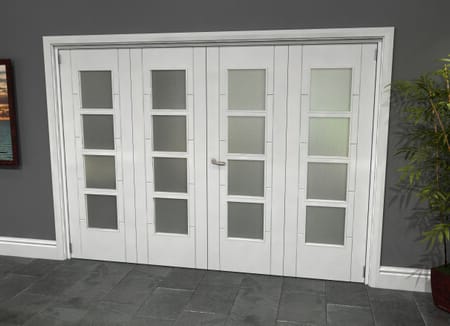 Iseo White 4 Light Frosted 4 Door Roomfold Grande (2 + 2 x 686mm Doors)