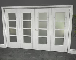 Iseo White 4 Light Frosted 4 Door Roomfold Grande (2 + 2 x 762mm Doors)