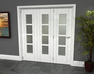 Iseo White 4 Light Frosted 3 Door Roomfold Grande (3 + 0 x 610mm Doors)