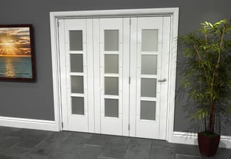 Iseo White 4 Light Frosted 3 Door Roomfold Grande (3 + 0 x 610mm Doors)