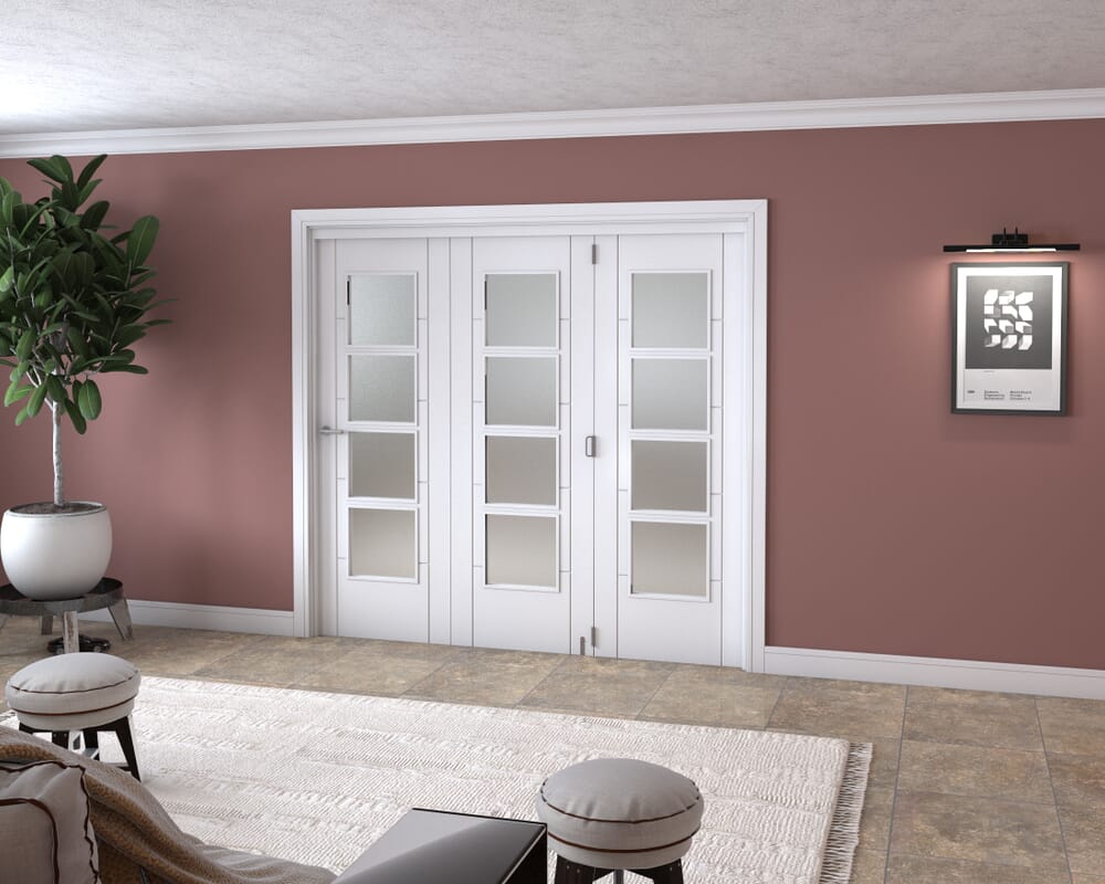 Iseo White 4 Light Frosted 3 Door Roomfold Grande (3 + 0 x 711mm Doors)