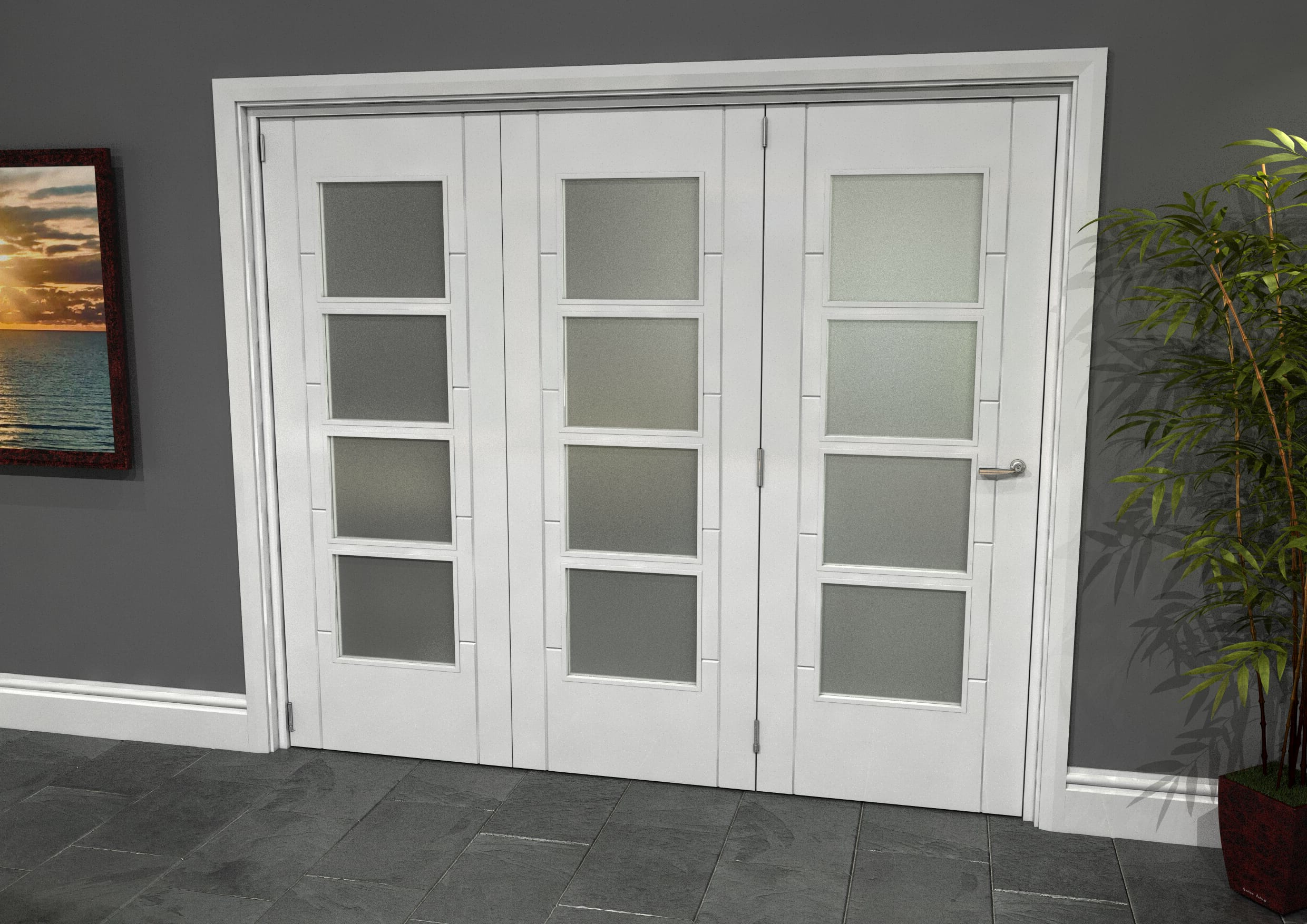 Iseo White 4 Light Frosted 3 Door Roomfold Grande (3 + 0 X 762mm Doors ...