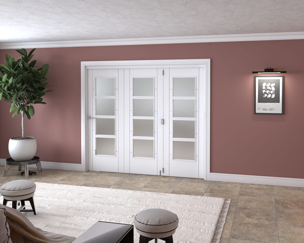 Iseo White 4 Light Frosted 3 Door Roomfold Grande (3 + 0 x 762mm Doors)