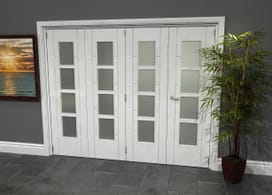 Iseo White 4 Light Frosted 4 Door Roomfold Grande (3 + 1 X 610mm Doors) Image