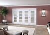 White Primed Ladder 4 Lite Frosted Glazed Roomfold Doorset