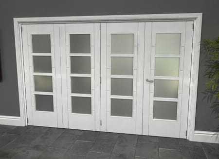 Iseo White 4 Light Frosted 4 Door Roomfold Grande (3 + 1 x 762mm Doors)
