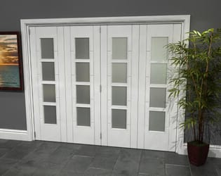 Iseo White 4 Light Frosted 4 Door Roomfold Grande (4 + 0 x 610mm Doors)