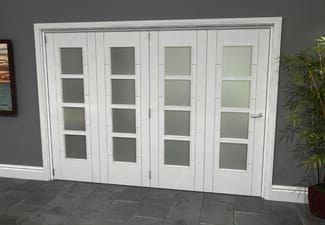 Iseo White 4 Light Frosted 4 Door Roomfold Grande (4 + 0 x 711mm Doors)