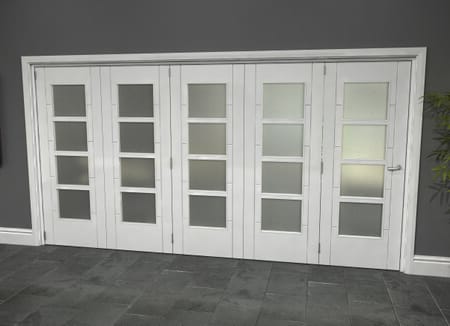 Iseo White 4 Light Frosted 5 Door Roomfold Grande (5 + 0 x 762mm Doors)