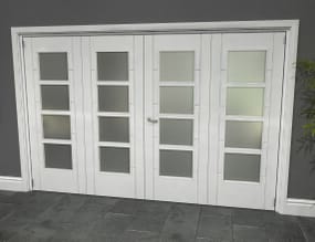 White Iseo Roomfold Grande - 4 Light Frosted Internal Bifold Doors